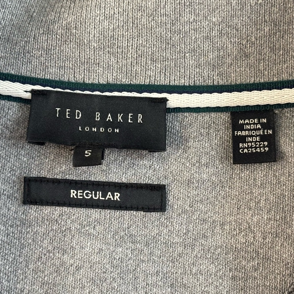 Ted Baker London Sz 5 US XL Long Sleeve Textured Panel Half Zip Grey Sweater - Picture 10 of 15